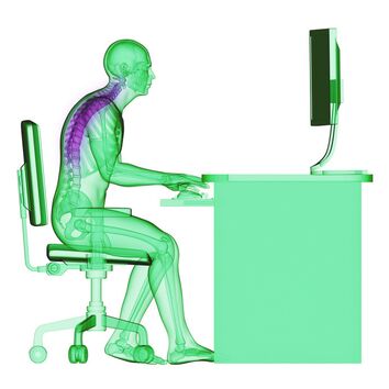 Darstellung der Wirbelsäule beim arbeiten am Bildschirm